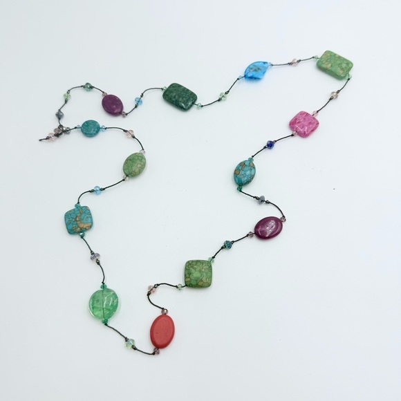 Vintage Multi Colour Venetian Glass Stone Crystal Necklace - Picture 6 of 10